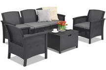 Un set de mobilier din polirattan cu o canapea 3 locuri Venezia Coffee Box 5 antracit Bica cu lada