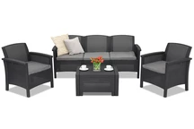 Un set de mobilier din polirattan cu o canapea Venezia Coffee 5 3 locuri, antracit Bica