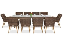Un set de sufragerie exclusivist cu o masă mare Cordoba pentru 10 persoane Garden Point maro