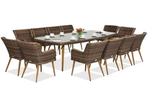 Un set de sufragerie exclusivist cu o masă mare Cordoba pentru 12 persoane Garden Point maro