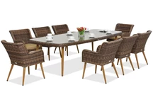 Un set de sufragerie exclusivist cu o masă mare Cordoba pentru 8 persoane Garden Point maro