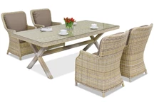 Set de cina din Poly rattan London pentru 4 persoane Garden Point bej