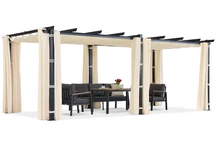 Barbados terasă pergolă 3x6 m cu perdele Garden Point bej / pergolă lipită de perete