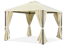 Pavilion de grădină bej cu perdele Madrid 3 x 3 m Garden Point