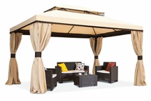 Pavilion de grădină crem cu perdele Valencia 3x6m Garden Point