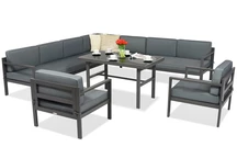 Set de lounge cu colțar mare Porto Comida 8 antracit Garden Point