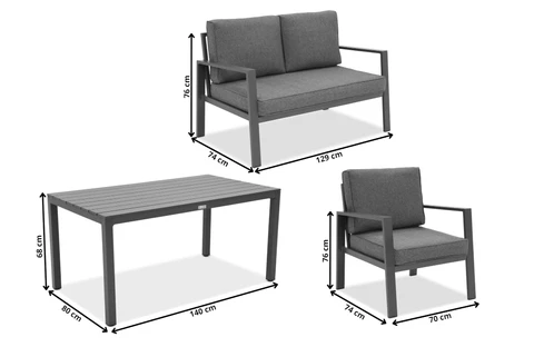 Zakintos Apetito 6 set aluminiu antracit Garden Point