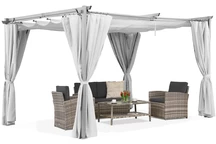 Alb La Palma 3x3m patio pergola cu perdele Garden Point / șopron lipit de perete