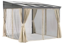 Aluminiu patio baldachin 3 x 3 m Tarragona cu perdele Garden Point bej