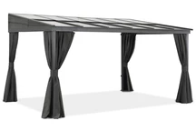 Aluminiowe zadaszenie tarasowe 3 x 4 m Tarragona z zasłonami Garden Point antracyt