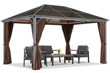 Milos 3x4m foișor de grădină cu perdele maro Garden Point