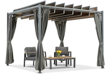 Pergolă de terasă antracit Paros 3x3m cu perdele Garden Point
