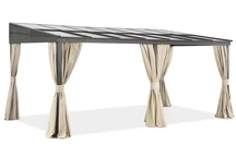 Aluminiu patio baldachin 3 x 5 m Tarragona cu perdele Garden Point bej