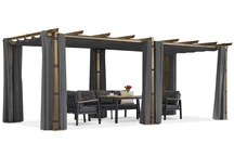 Barbados pergolă terasă 3x6 m cu perdele Garden Point woodlike-antracite