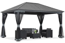 Foișor metalic Sardinia 3x3 cu plasă de țânțari Garden Point bej