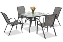 Mobilier de grădină din metal Modena pentru 4 persoane cu masă pătrată Garden Point gri