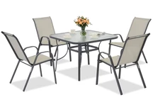 Mobilier de grădină din metal Modena pentru 4 persoane cu masă pătrată Garden Point gri deschis