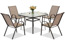 Mobilier de grădină din metal Modena pentru 4 persoane cu masă pătrată Garden Point maro