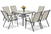 Mobilier de masă de grădină Modena gri deschis pentru 6 persoane cu masă pătrată Garden Point