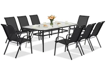 Modena mobilier de grădină din metal pentru 8 persoane cu masă mare Garden Point negru