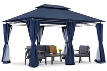 Pavilion de grădină Ibiza 3x4m albastru marin cu plasă de țânțari Garden Point