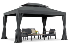 Pavilion de grădină antracit cu perdele Valencia 3x4m Garden Point