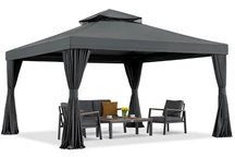 Pavilion de grădină antracit cu perdele Valencia 4x4m Garden Point
