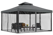 Pavilion de grădină antracit cu plasă de țânțari Valencia 4x4 m Garden Point