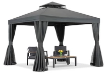 Pavilion de grădină cu plasă de țânțari și perdele Valencia 3x3 antracit Garden Point