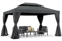 Pavilion de grădină cu plasă de țânțari și perdele Valencia 3x4 antracit Garden Point