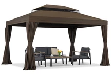 Pavilion de grădină maro cu perdele Valencia 3x4m Garden Point