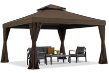 Pavilion de grădină maro cu perdele Valencia 4x4m Garden Point