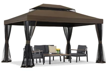 Pavilion de grădină maro cu plasă de țânțari Valencia 3x4 m Garden Point