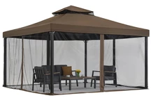 Pavilion de grădină maro cu plasă de țânțari Valencia 4x4m Garden Point