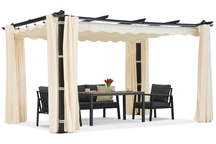 Barbados 3x3 m patio pergola cu perdele Garden Point antracit bej