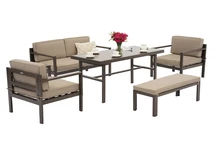 Porto Apetito 4 set de mobilier de grădină cu bancă maro Garden Point