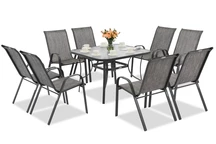 Set de mobilier de grădină din metal gri Modena pentru 8 persoane cu masă pătrată Garden Point