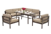 Set lounge cu canapea de colț pentru 4 persoane Porto Comida 6 brown Garden Point