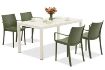 Set mobilier de grădină King/Victoria alb și verde pentru 4 persoane Bica