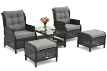 Set technorattan Malaga Terrace antracit cu poufuri Garden Point