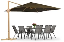 Umbrelă de grădină Siena 3x3m din lemn cu capac maro Garden Point
