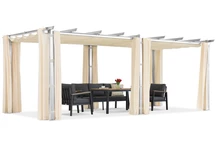Barbados 3x6 m patio pergola cu perdele Garden Point alb și bej