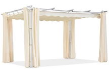Barbados pergola terasă 3x4 m cu perdele Garden Point alb și bej