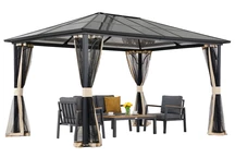 Foișor de grădină modern Santiago 3x3.6m cu plasă de țânțari Garden Point bej