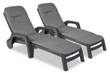 Set de două șezlonguri technorattan cu perne Bahama Bica antracit
