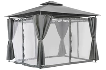 Pavilion de gradina Ibiza 3x3m antracit cu plasa de tantari Garden Point